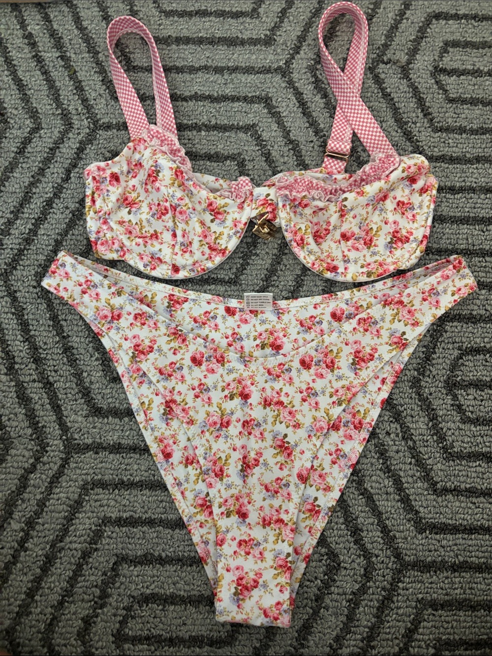 Strawberry Milk Mob Pink Floral Underwire Bikini Set